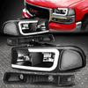[LED DRL] FOR 99-07 GMC SIERRA YUKON XL 4PCS HEADLIGHT BUMPER LAMPS BLACK/CLEAR