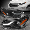 [LED DRL]FOR 18-21 CHEVY EQUINOX BLACK HOUSING AMBER CORNER PROJECTOR HEADLIGHTS