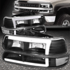 [LED DRL] FOR 99-06 SILVERADO SUBURBAN HEADLIGHT BUMPER SIGNAL LAMPS BLACK/CLEAR