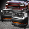 [LED DRL] FOR 16-19 CHEVY SILVERADO 1500 BLACK/CLEAR HID PROJECTOR HEADLIGHTS