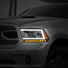 [C-LED DRL Sequential Signal] For 09-24 Dodge Ram Truck Headlights Black/Amber