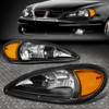 FOR 99-05 PONTIAC GRAND AM PAIR BLACK HOUSING AMBER CORNER HEADLIGHT HEAD LAMPS