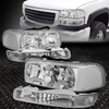 CHROME HOUSING BUMPER HEADLIGHT+CLEAR LENS FOG LIGHT/LAMP FOR 03-06 GMC SIERRA
