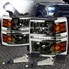 SMOKED AMBER DRL PROJECTOR HEADLIGHT+6000K WHITE LED SYSTEM FOR 14-15 SILVERADO