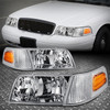 For 98-11 Ford Crown Victoria Chrome Housing Headlight Amber Corner Signal Lamps