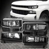 FOR 19-24 CHEVY SILVERADO 1500 OE STYLE BLACK HOUSING CLEAR CORNER HEADLIGHTS