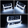 [LED DRL] For 99-02 Silverado 00-06 Tahoe Headlight Bumper parking Lamps Chrome