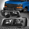 FOR 03-24 CHEVY EXPRESS GMC SAVANA 1500 2500 3500 4500 VAN HEADLIGHT LAMPS BLACK