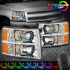 For 07-13 Chevy Silverado Chrome Amber RGB Sequential Start-Up LED DRL Headlight
