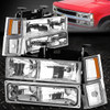 CHROME HEADLIGHT+BUMPER+AMBER CORNER+SMOKED 3D LED TAIL LIGHT FOR 94-98 C10 C/K