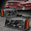 BLACK CRYSTAL HEADLIGHT+CORNER+3D LED BAR TAIL LIGHT FOR 03-07 CHEVY SILVERADO