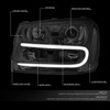 FOR 02-09 CHEVY TRAILBLAZER LED DRL SMOKED CLEAR PROJECTOR HEADLIGHTS+TOOL SET