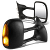 99-07 Ford F250 F350 F450 F550 Super Duty Powered Towing Mirrors - w/Heated+LED Smoked Signal