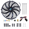16"ELECTRIC RADIATOR FAN HIGH 3000 CFM THERMOSTAT WIRING SWITCH RELAY KIT BLACK