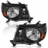 Left+Right Headlights For Toyota Tacoma 2005-2011 Black Amber Headlamps