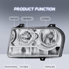 2X Chrome Headlamps Headlights Assembly For 2005-2010 Chrysler 300 Halogen
