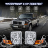 Pair Front Chrome Housing Headlights Assembly For 2006-2010 Jeep Commander