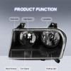 2X Clear Lens Black Housing Headlights Assembly For 2005-10 Chrysler 300 Halogen
