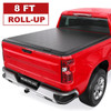 8FT Roll Up Long Bed Tonneau Cover For 2014-2026 Chevy Silverado GMC Sierra 1500