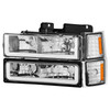 Pair Chrome Headlights Assembly w/ Bumper Lamp For 1994-1998 Chevy Silverado