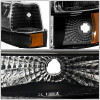 92-96 Ford F150 F250 F350 Bronco Headlights+Bumper Lamp - Black Housing Amber Corner