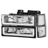 Chrome Headlights Assembly w/ Bumper Lamps For 94-98 Chevy C/K 1500/2500/3500