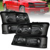 Pair Smoke Headlights & Bumper Lights For 2003-2006 Silverado 1500 2500 3500 HD