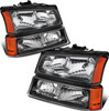 Pair Headlights & Bumper Lights For 2003-2006 Chevy Silverado 1500 2500 3500 HD