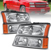 Pair Headlights & Bumper Lights For 2003-2006 Chevy Silverado 1500 2500 3500 HD