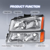 Pair Headlights & Bumper Lights For 2003-2006 Chevy Silverado 1500 2500 3500 HD