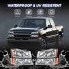 Pair Headlights & Bumper Lights For 2003-2006 Chevy Silverado 1500 2500 3500 HD