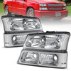 Pair Headlights & Bumper Lights For 2003-2006 Chevy Silverado 1500 2500 3500 HD