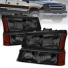 Pair Headlights & Bumper Lights For 2003-2006 Chevy Silverado 1500 2500 3500 HD