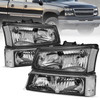 Pair Headlights & Bumper Lights For 2003-2006 Chevy Silverado 1500 2500 3500 HD