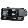 2X Black Headlights Assembly w/ Bumper For 1999-2006 GMC Sierra 1500/2500/3500