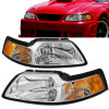 99-04 Ford Mustang Headlights - Chrome Housing Amber Corner