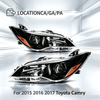 Headlights For 2015 2016 2017 Toyota Camry Black Housing Left+Right Headlamp Set