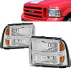 05-07 Ford F250 F350 F450 F550 Super Duty Headlights - Chrome Housing Amber Corner