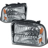 05-07 Ford F250 F350 F450 F550 Super Duty LED DRL Headlights - Chrome Housing Amber Corner