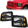 05-07 Ford F250 F350 F450 F550 Super Duty LED DRL Headlights - Black Housing Amber Corner