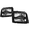 05-07 Ford F250 F350 F450 F550 Super Duty Headlights - Black Housing Clear Corner