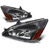 03-07 Honda Accord Headlights - Black Housing Amber Corner