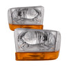 Headlights Set Fits 99-04 F250 F350 F450 Super Duty/ Ford Excursion 4Pc W/Chrome