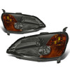 01-03 Honda Civic Headlights - Smoked Housing Amber Corner