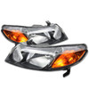 06-11 Honda Civic Sedan Headlights - Black Housing Amber Corner