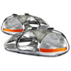 96-98 Honda Civic Headlights - Chrome Housing Amber Corner