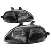 96-98 Honda Civic Headlights - Black Housing Clear Corner