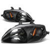 99-00 Honda Civic Headlights - Black Housing Amber Corner