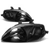99-00 Honda Civic Headlights - Black Housing Clear Corner