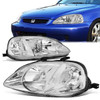 99-00 Honda Civic Headlights - Chrome Housing Clear Corner